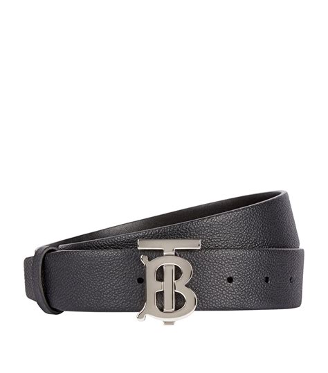 burberry check detail grainy leather belt|Burberry monogram motif leather belt.